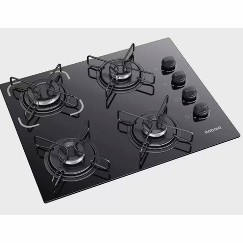 Cooktop Itatiaia Essencial 4 Bocas - Vidro Preto - Acendimento Automático - Bivolt