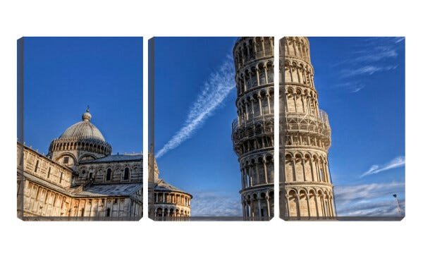 Quadro Decorativo 45x96 torre de pisa céu azul - 2