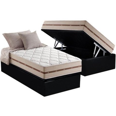 Cama Box Baú com Colchão Anjos Molas Ensacadas Solteiro Preto