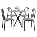 Ver imagem 2 de Conjunto Mesa com 4 Cadeiras e Tampo Quadrado Diamante Preto/Cinza