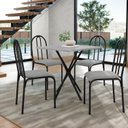 Ver imagem 1 de Conjunto Mesa com 4 Cadeiras e Tampo Quadrado Diamante Preto/Cinza