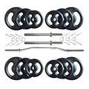 Ver imagem 1 de Kit 40 Kg de Anilhas Ferro Fundido + 02 Barras de 40cm + Barra W