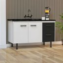Ver imagem 1 de Gabinete Cozinha 2 Portas e 2 Gavetas 100% MDF Armário 144cm:Branco/Preto