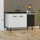 Ver imagem 5 de Gabinete Cozinha 2 Portas e 2 Gavetas 100% Mdf Armário 144cm:branco/preto