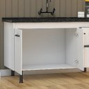 Ver imagem 2 de Gabinete Cozinha 2 Portas e 2 Gavetas 100% MDF Armário 144cm:Branco/Preto