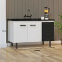 Ver imagem 5 de Gabinete Cozinha 2 Portas e 2 Gavetas 100% MDF Armário 144cm:Branco/Preto