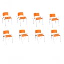 Ver imagem 1 de Kit 8 Cadeira Iso Infantil Creche, Base Branco Laranja