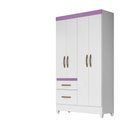 Ver mais imagens de Guarda Roupa 4 Portas Madri Branco Rosa Azul Lilás Flex 852440 Moval