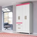 Ver imagem 5 de Guarda Roupa 4 Portas Madri Branco Rosa Azul Lilás Flex 852440 Moval