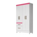 Ver imagem 4 de Guarda Roupa 4 Portas Madri Branco Rosa Azul Lilás Flex 852440 Moval