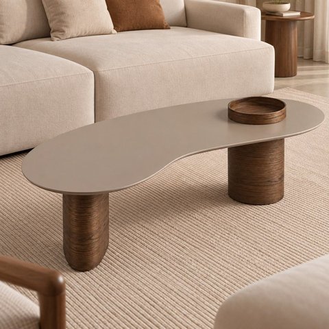 Mesa de Centro Duna Orgânica Champanhe / Castanho