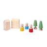 Brinquedo Educativo de Madeira Lume - Vilarejo em Madeira C/ 2 Árvores, 2 Casas e 3 Pessoas - 1