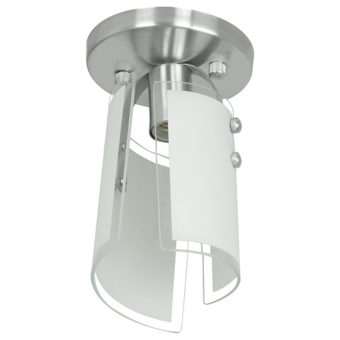 Lustre Plafon Calha Escovada De Vidro Base Redonda