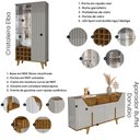 Ver imagem 2 de Kit de Aparador Danubio e Cristaleira Elba Pé Madeira Maciça Off White/naturale