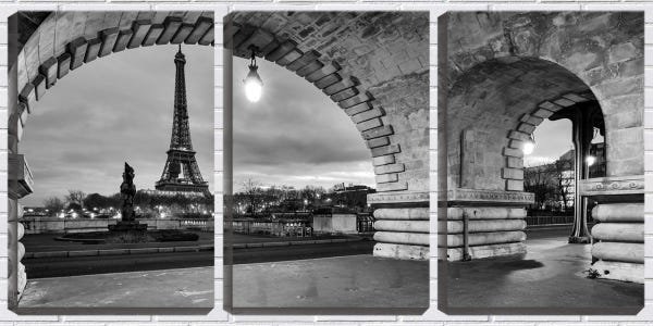 Quadro Decorativo 55x110 torre eiffel vista da ponte - 1