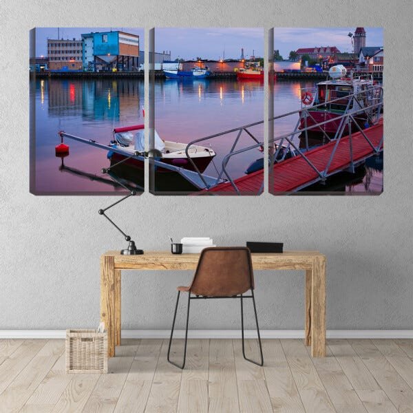 Quadro Decorativo 55x110 pequena lancha ancorada - 2