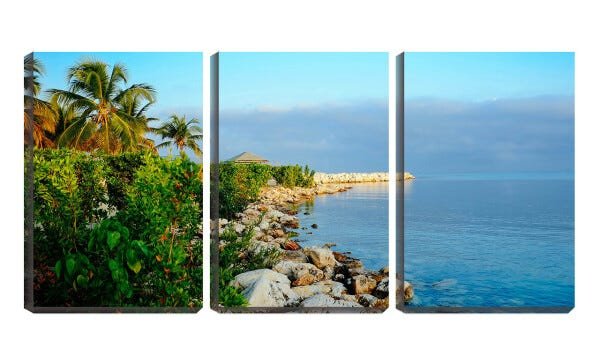 Quadro Decorativo 55x110 mata e coqueiros na praia - 2