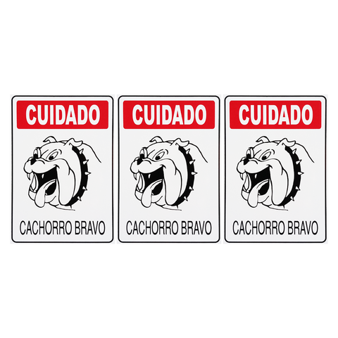 Combo 10 Placas de Sinalização Cuidado Cachorro Bravo 20x30 Acesso - P-6 F9e