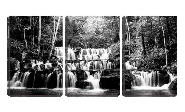 Quadro Decorativo 30x66 cachoeira visão de frente pb - 1
