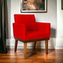 Ver imagem 2 de Poltrona Decorativa para Sala Recepção Consultório Escritório Base em Madeira Divine Suede
