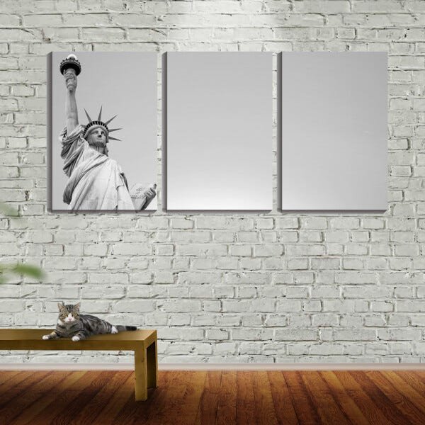 Quadro Decorativo 30x66 estátua da liberdade no canto pb - 2