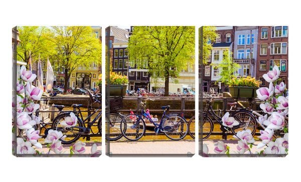 Quadro Decorativo 30x66 bicicletas entre flores - 2
