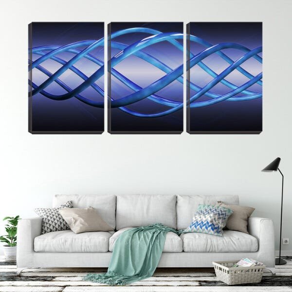 Quadro Decorativo 30x66 fibras azuis - 1