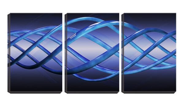 Quadro Decorativo 30x66 fibras azuis - 2