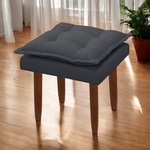 Puff Maria para Sala de Tv e Estar Quarto Confortável Suede Cinza Mabe Magazine