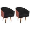 Ver imagem 2 de Kit 2 Poltronas Jade Decorativa Moderna Sala de Estar Quarto Escritório Conforto Corano Nozes e Bouc