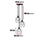 Ver imagem 2 de Lustre Pendente Aramado Triplo Cálice Cobre Rose Gold/preto Cabo Regulável Luminária Agp Ilumini Cál