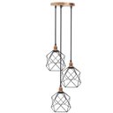 Ver imagem 1 de Lustre Pendente Aramado Triplo Cálice Cobre Rose Gold/preto Cabo Regulável Luminária Agp Ilumini Cál