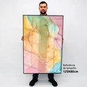 Ver imagem 2 de Quadro Decorativo Caixa Alta com Vidro Abstrato Mármore Colorido TaColado Moldura Preta 120 x 80cm