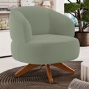 Ver imagem 1 de Poltrona Decorativa Orgânica Living Have Base Madeira Giratória Bouclê Verde Oliva - Desk Design