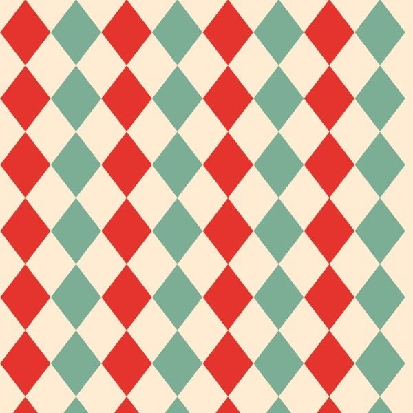 Papel de Parede Lavável Losango Verde e Vermelho 12m - 1