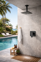 Ver imagem 2 de Kit Ducha 20x20 Slim Teto C/ Acabamento P/ Registro Monocomando Base Docol 2000 de 3/4 Preto Fosco