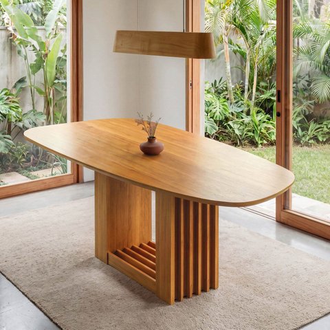 Mesa de Jantar Orgânica 210x100cm 100% MDF Jambu CabeCasa MadeiraOriginals Marrom/Cinamomo
