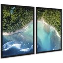 Ver imagem 2 de Kit 2 Quadros Decorativos Praia Floresta 33x24cm - com Vidro:moldura Branca