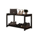 Ver imagem 2 de Mesa de Centro Sapateira Hall de Entrada Sala Aço Mdf Moderna Base Preta Prateleiras Preta