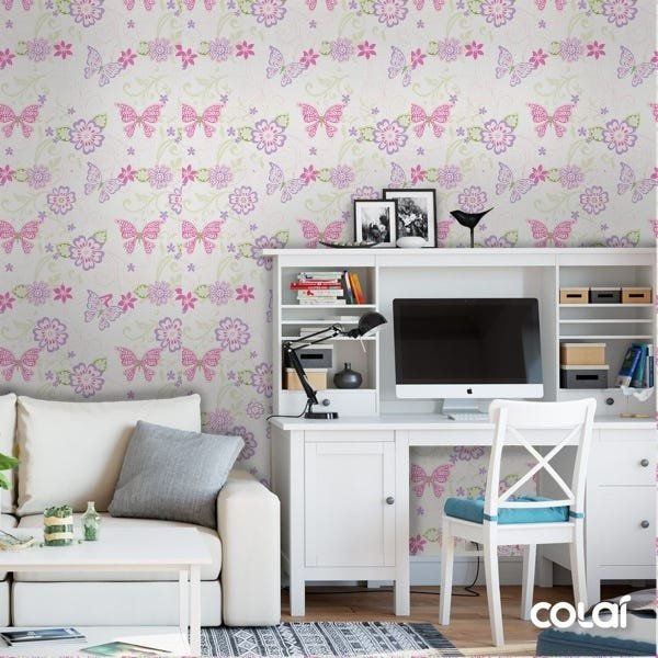 Papel De Parede Adesivo Lavável Borboletas E Flores 15m - 4