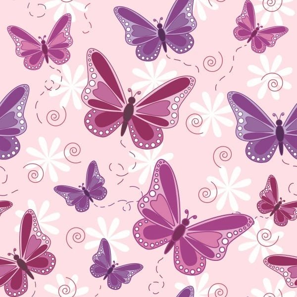 Papel De Parede Lavável Borboletas 3D Fundo Rosa 15m - 1