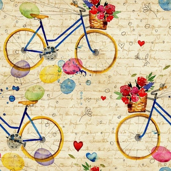 Papel De Parede Adesivo Lavável Bicicleta Retrô 6m - 1