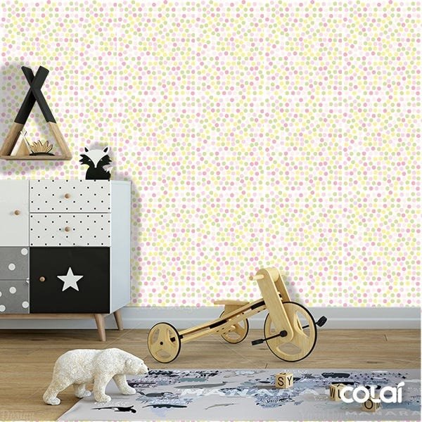 Papel de Parede Lavável Bolinhas Multicoloridas 18m - 5