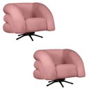 Ver imagem 1 de Kit 2 Poltrona Decorativa Micheli Giratória e Balanço Veludo Cor:rosa