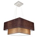 Ver imagem 1 de Lustre Pendente Duplo Quadrado Vivare Md-4083 Cúpula em Tecido 70x50cm - Bivolt Café-palha 127/