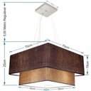 Ver imagem 2 de Lustre Pendente Duplo Quadrado Vivare Md-4083 Cúpula em Tecido 70x50cm - Bivolt Café-palha 127/