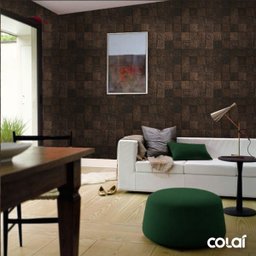 Papel de Parede Lavável Quadrados de Carvalho Escuro 6m - 3