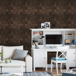 Papel de Parede Lavável Quadrados de Carvalho Escuro 6m - 2