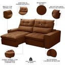 Ver imagem 3 de Sofá Retrátil Reclinável 3 Lugares 210cm Damy F05 Veludo Terracota - Mpozenato