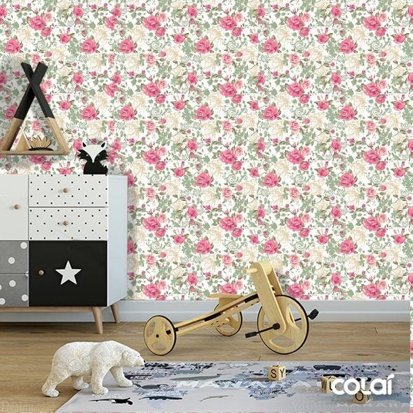 Papel De Parede Adesivo Lavável Flores Rosê 18m - 6